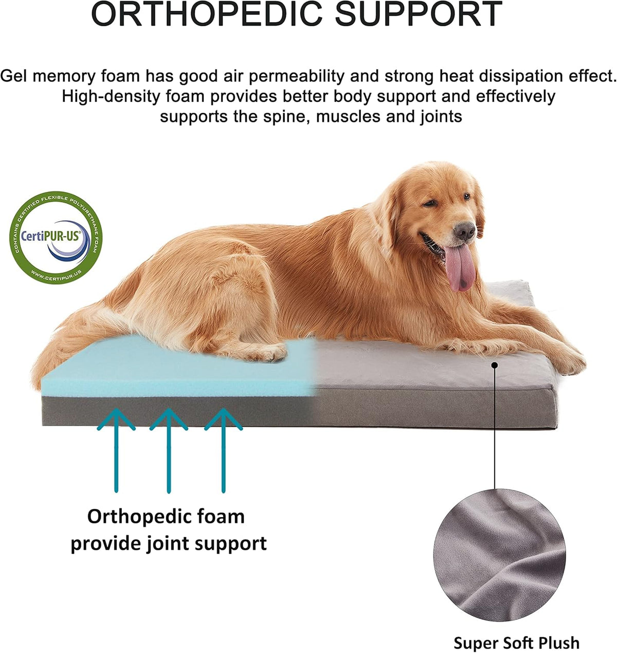 Orthopedic Memory Foam Dog Bed, Cooling Dog Beds for Extra Large Dogs -Waterproof Pet Bed for Crate
