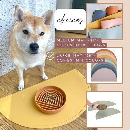 Waterproof Silicone Pet Food Mat - Non-Slip, Spill-Proof Feeding Mats for Floors, Raised Edge
