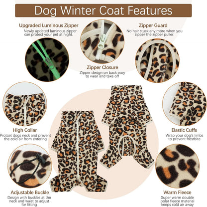 ROZKITCH Dog Jacket with Legs, Pet Windproof Warm Cold Weather Jacket Vest with Luminous Zipper