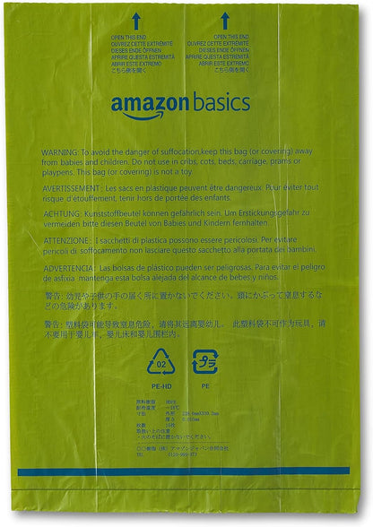 Amazon Basics Dog Poop Bags with Dispenser, 540 Count, Enhanced for Guaranteed Leakproof, Talcum
