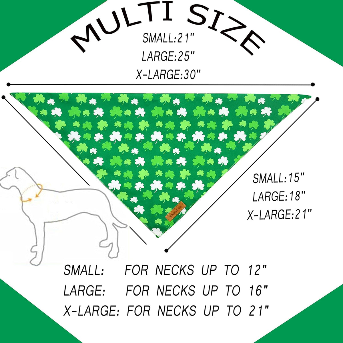 Realeaf St. Patrick's Day Dog Bandanas 2 Pack, Triangle Reversible Pet Scarf for Boys and Girls