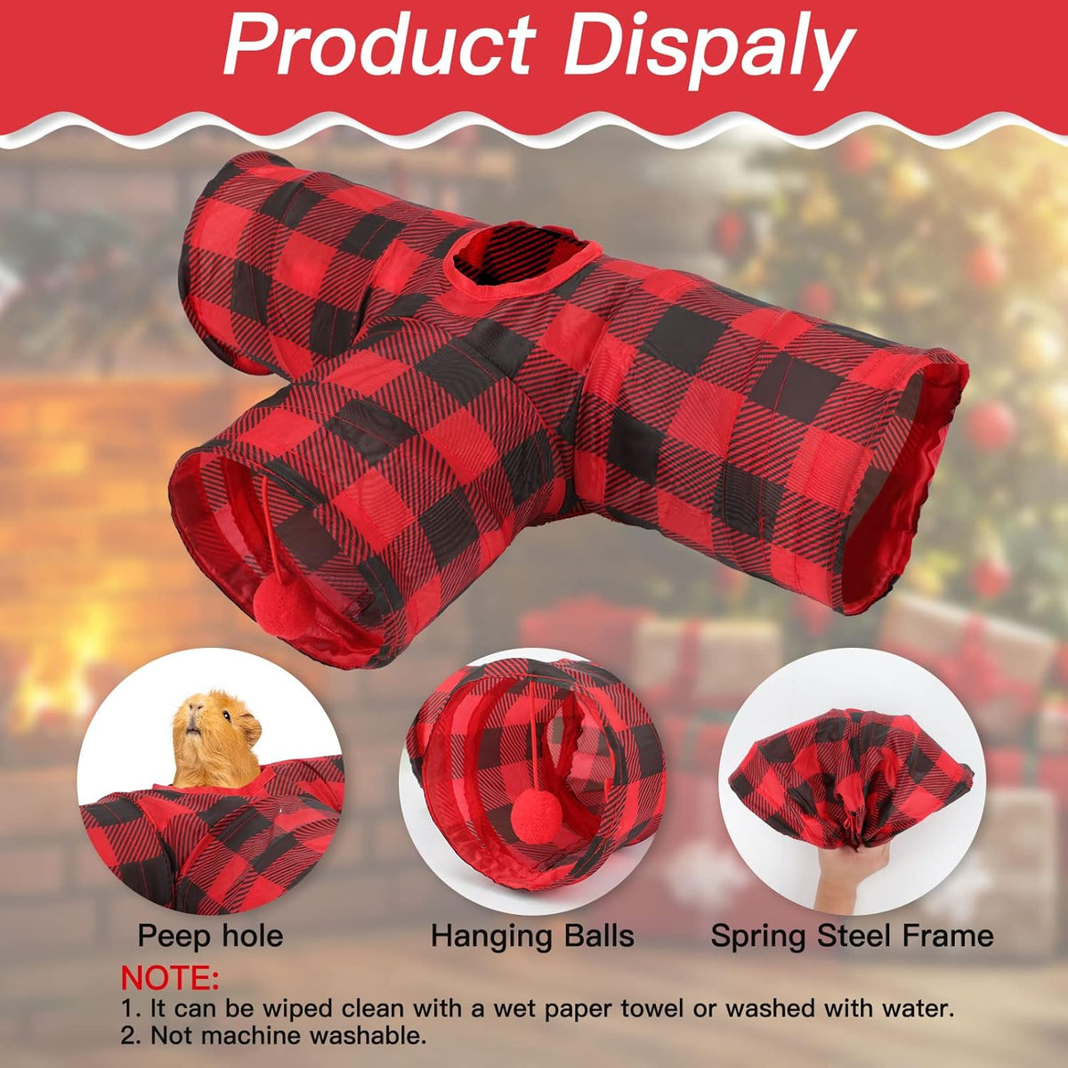 Rypet Guinea Pig Tunnels & Tubes Collapsible 3 Way Small Animals Hideaway Activity Tunnel Toys for