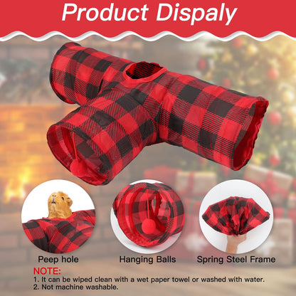 Rypet Guinea Pig Tunnels & Tubes Collapsible 3 Way Small Animals Hideaway Activity Tunnel Toys for