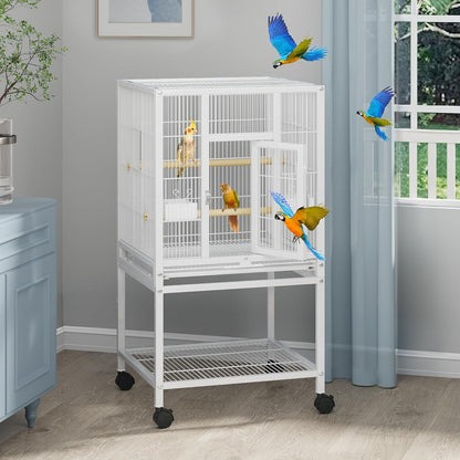 YITAHOME 41 inches Metal Bird Cage for Parakeets: Large Parrot Cages with Tray, Food Boxes, and