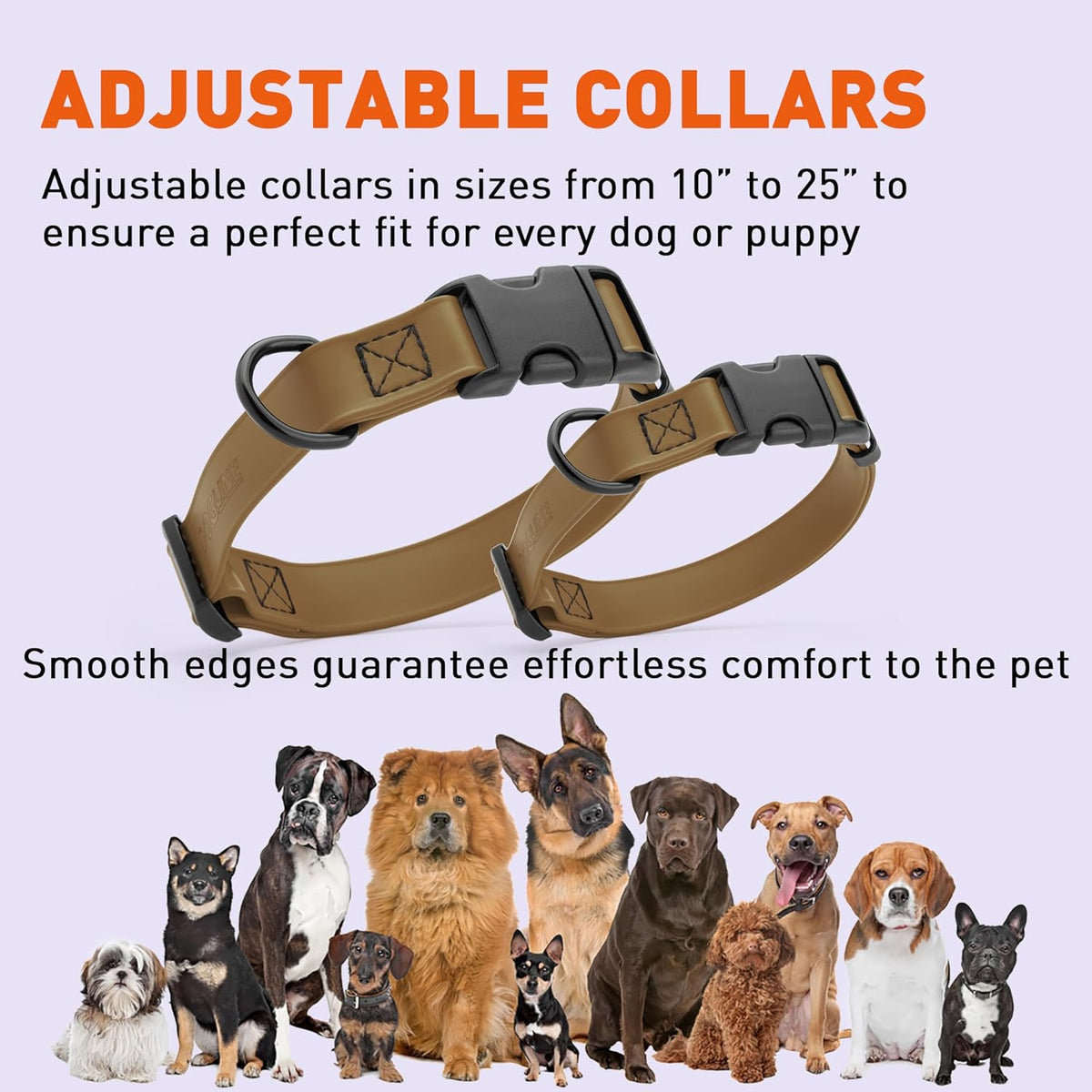 Dogline Biothane Waterproof Dog Collar with Quick Release Buckle Strong Coated Nylon Webbing with