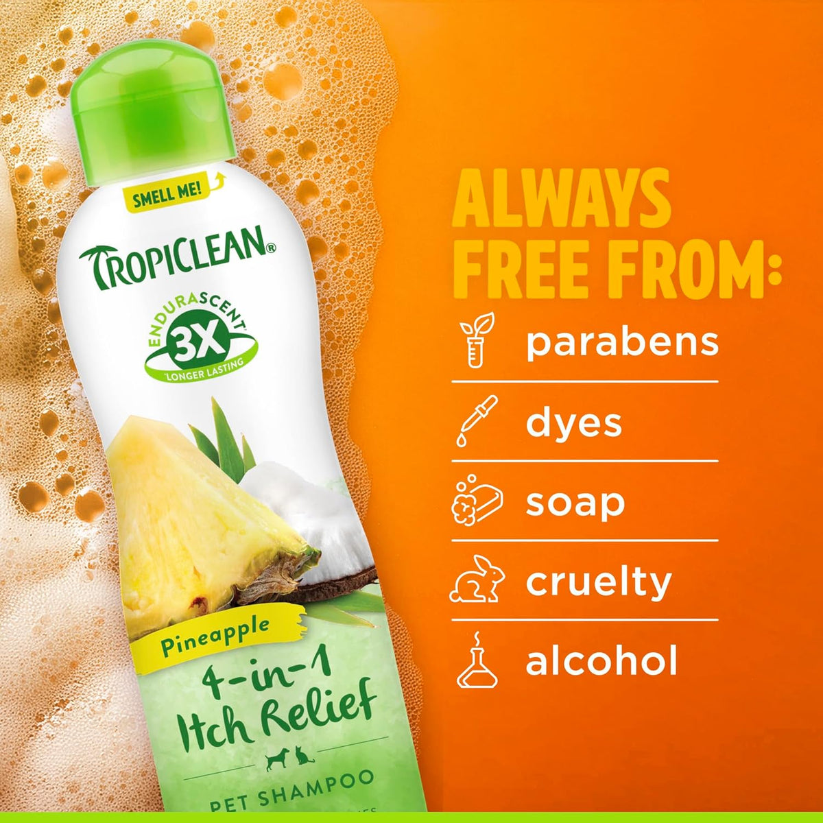 TropiClean Itch Relief Dog Shampoo, Powerful Odor Control, Long-Lasting Pineapple Scent, Puppy