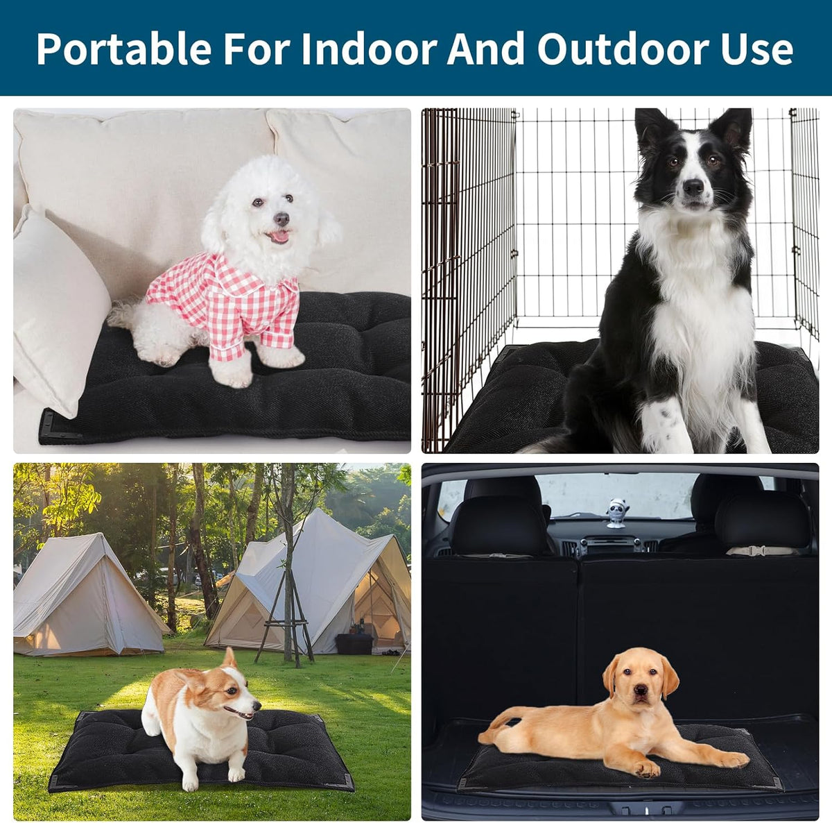 BALAPET Chew Proof Dog Bed with Metal Rivet Corner for Medium Dogs, Stable Kennel Pad Mat for