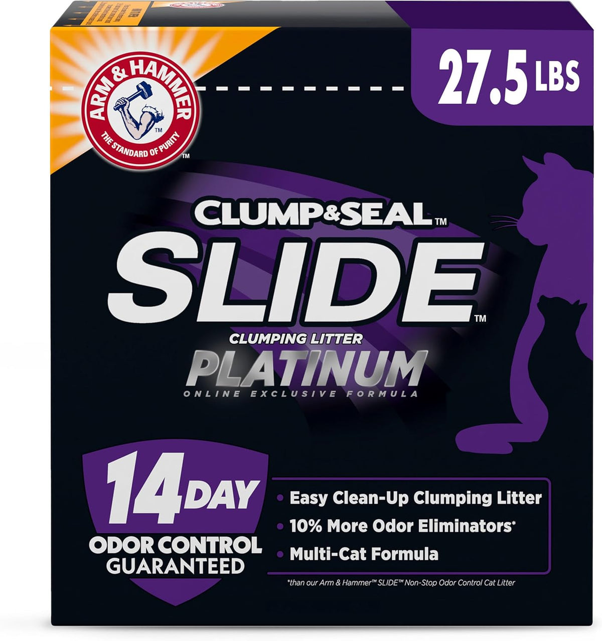 ARM & HAMMER Clump & Seal Slide Platinum Multi-Cat Clumping Litter, Easy Clean, Superior Odor