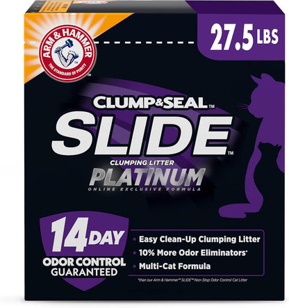 ARM & HAMMER Clump & Seal Slide Platinum Multi-Cat Clumping Litter, Easy Clean, Superior Odor