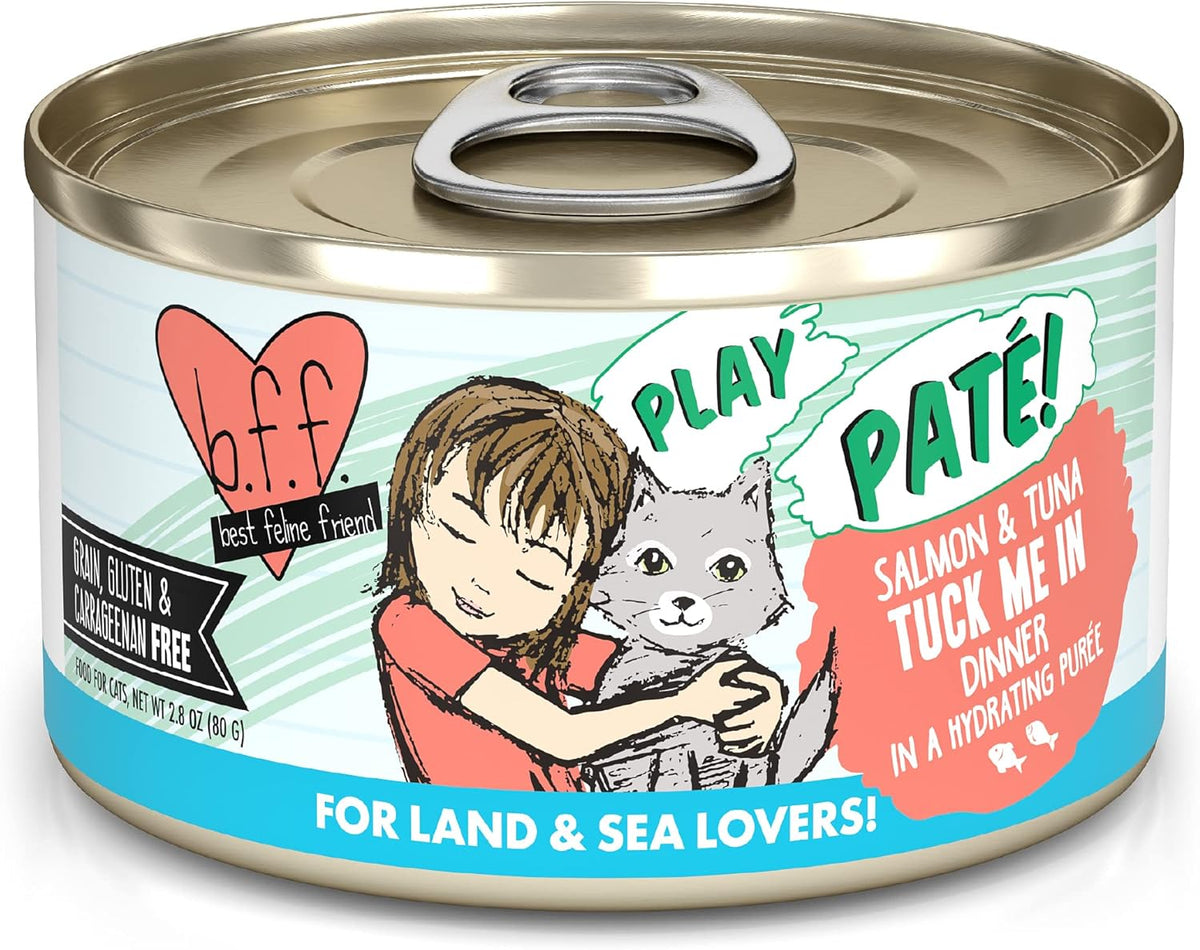 Weruva B.F.F. Play - Best Feline Friend Paté Lovers, Aw Yeah!, Salmon & Tuna Tuck Me in with Salmon