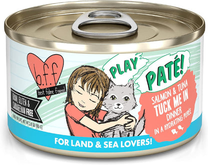 Weruva B.F.F. Play - Best Feline Friend Paté Lovers, Aw Yeah!, Salmon & Tuna Tuck Me in with Salmon