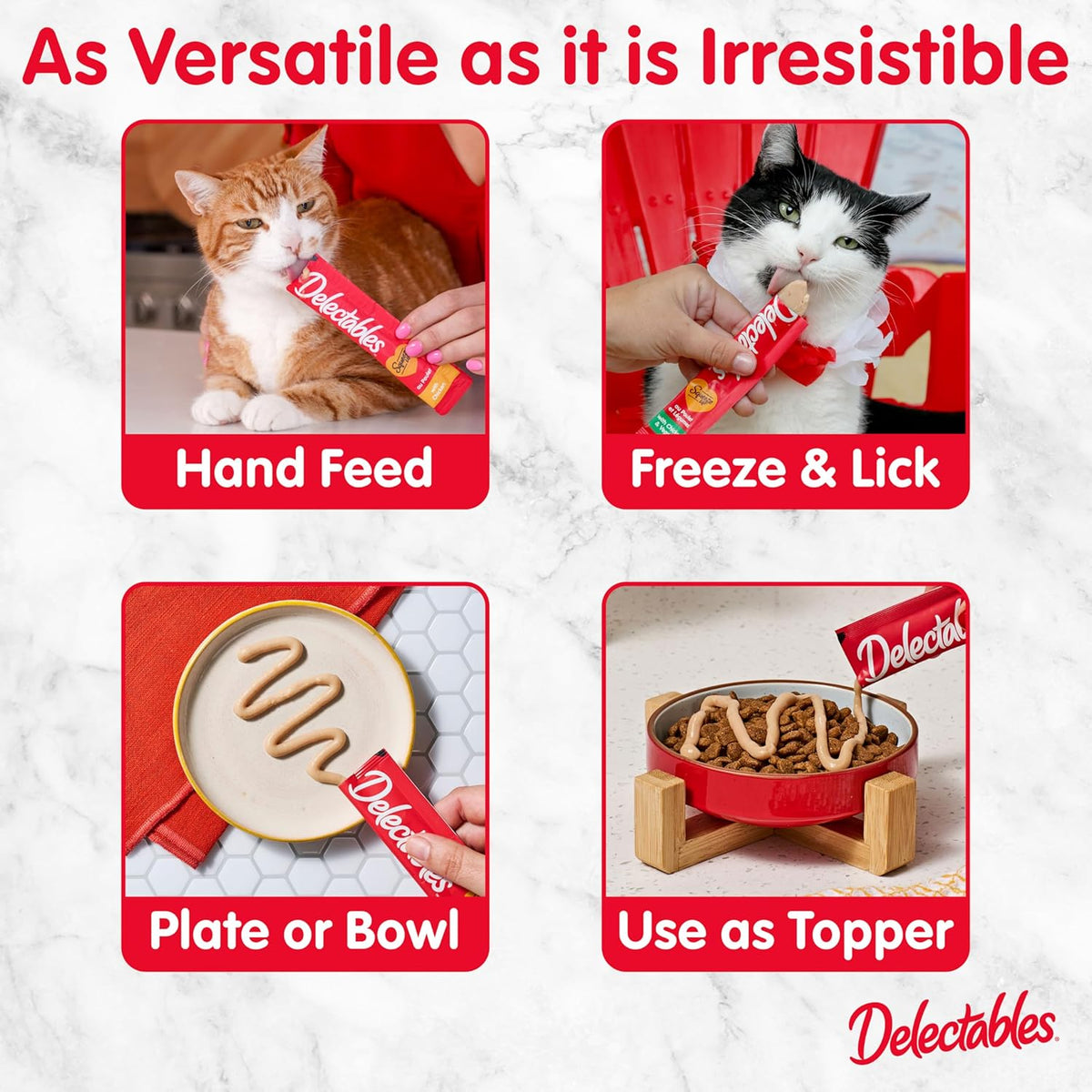 Delectables Squeeze Up Creamy Squeezable Puree, Lickable Wet Cat Treats, Grain Free, No Added