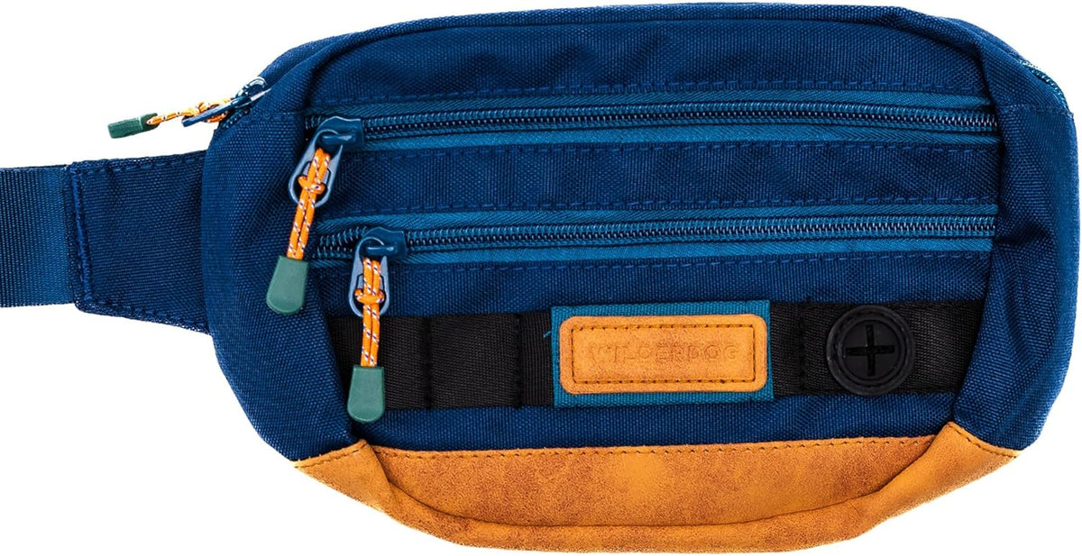 Wilderdog Utility Fanny Pack stores Treats, Balls, Keys in 3 Pockets with adjustable strap and Poop