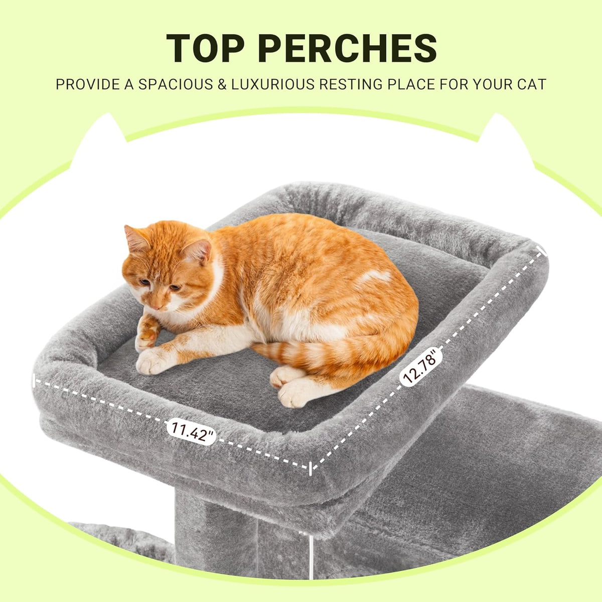 Allewie 64 Inches Cat Tree Tower/Multi-Level Activity Center for Indoor Big Felines/2 Plush