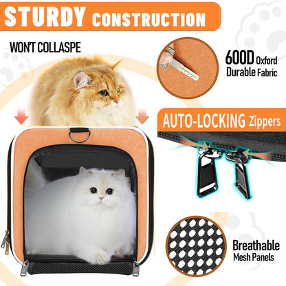Large Cat Carry Bag, Soft Shell Shih-Tzu Pet Transport Crate, 18x12x12 Top Opening Maltese-Dog