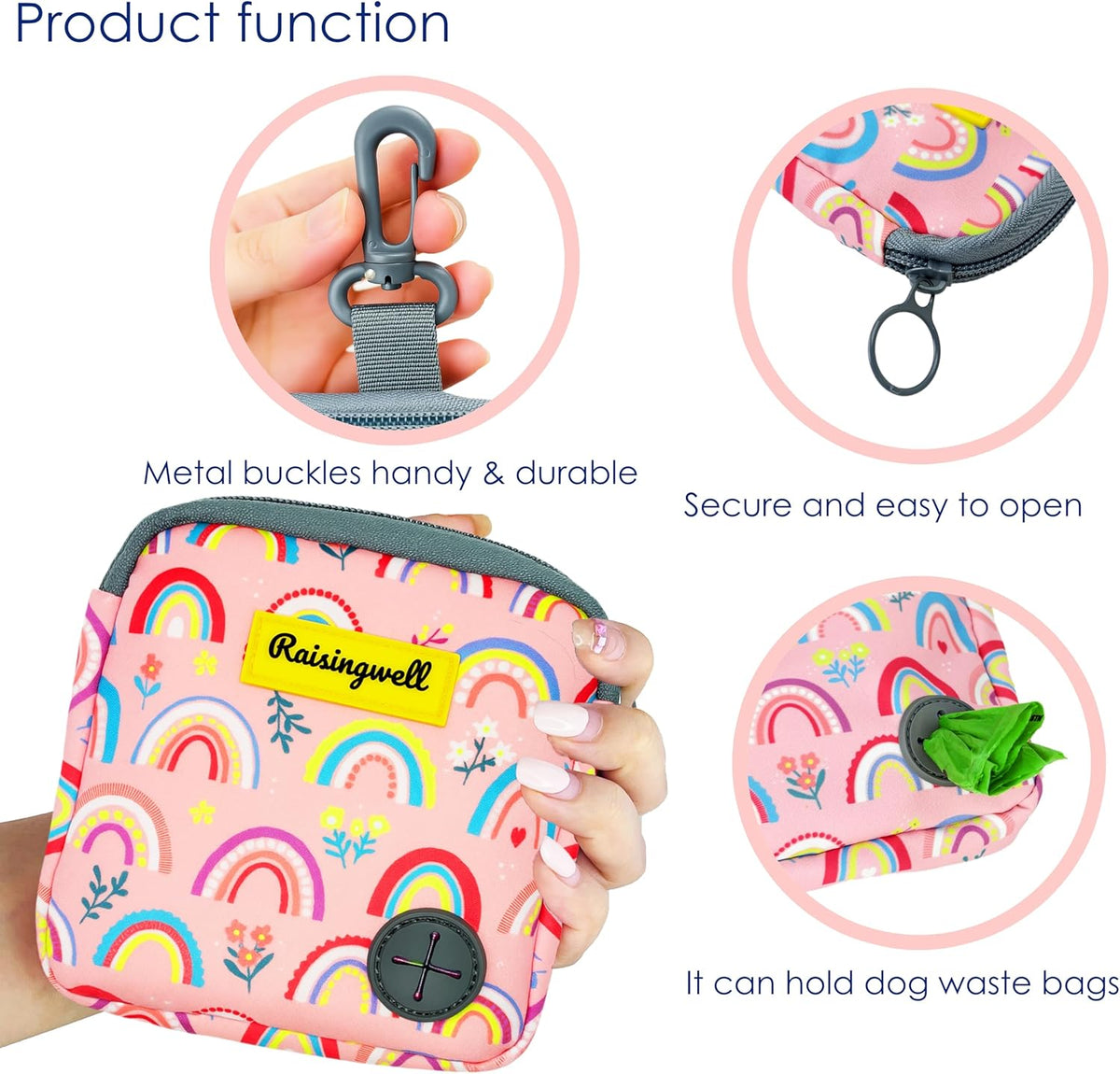 Dog Treat Pouch for Pet Walking and Training with Clicker Poop Bags Small Fanny Zipper Pack Holder