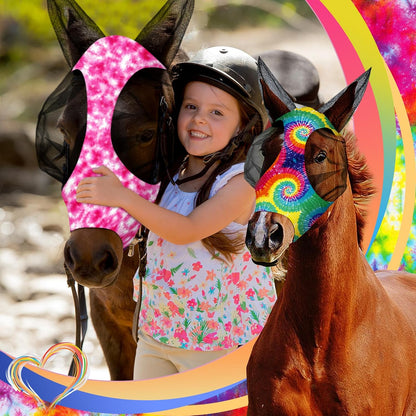 Qualirey12 Pieces Horse Fly Mask Bulk Comfortable Elasticity Mask for Horses with Ears Net UV