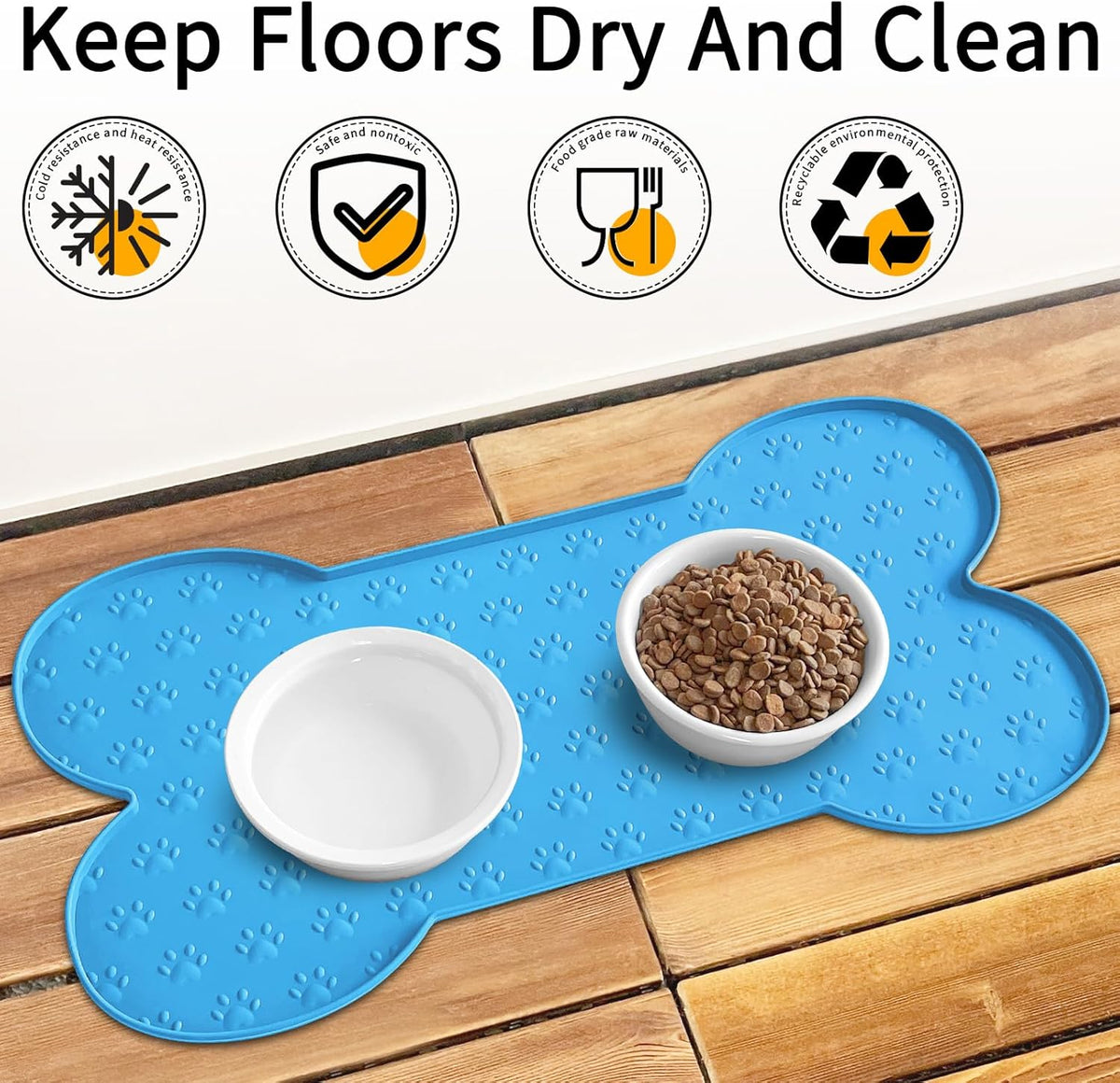 Dog Food Mat Anti-Slip Silicone Dog Bowl Mat Thicker Pet Placemat Waterproof Cat Feeder Pad with