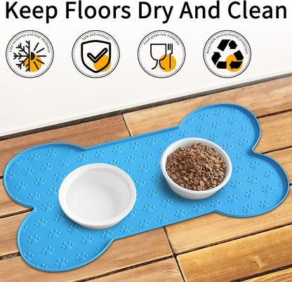 Dog Food Mat Anti-Slip Silicone Dog Bowl Mat Thicker Pet Placemat Waterproof Cat Feeder Pad with