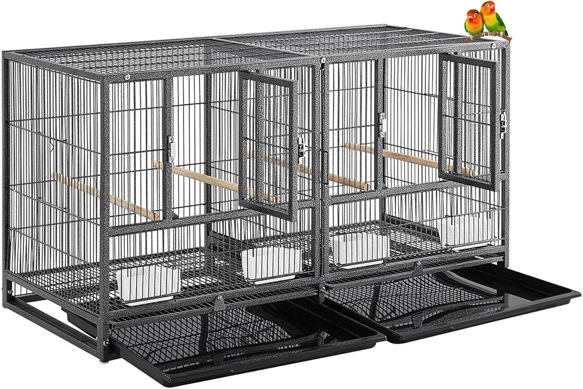 Combo Stacker Center Divided Breeder Breeding Bird Flight Double Rolling Cage for Aviaries Canaries