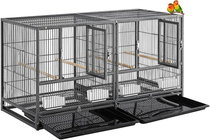 Combo Stacker Center Divided Breeder Breeding Bird Flight Double Rolling Cage for Aviaries Canaries