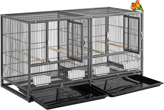 Combo Stacker Center Divided Breeder Breeding Bird Flight Double Rolling Cage for Aviaries Canaries