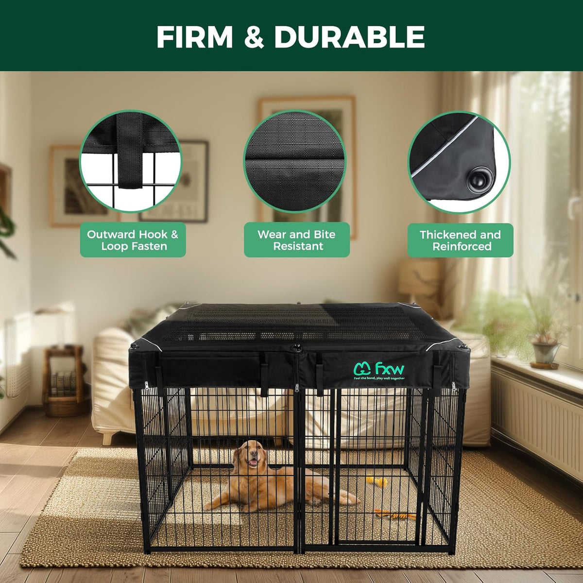 FXW Homeplus Unleashed Indoor Dog Playpen - Stress-Free and Safe Play, Heavy Duty 40 Inch 8 Wire
