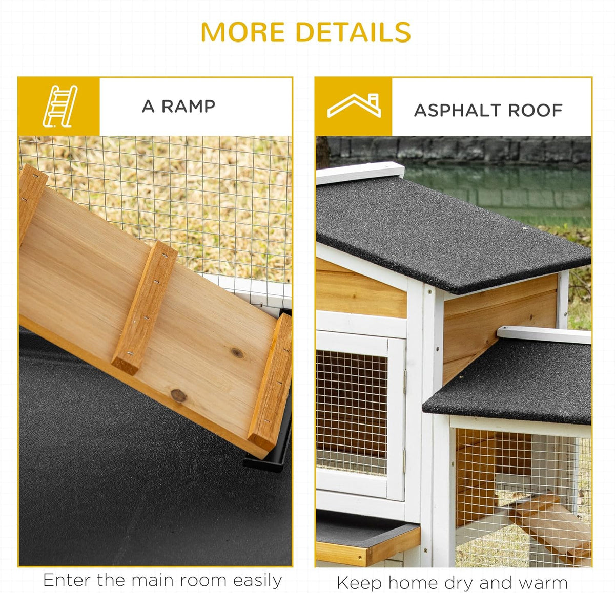 PawHut 90.5" Wooden Rabbit Hutch Bunny Cage Pet Playpen House Enclosure with Double Side Run Boxes