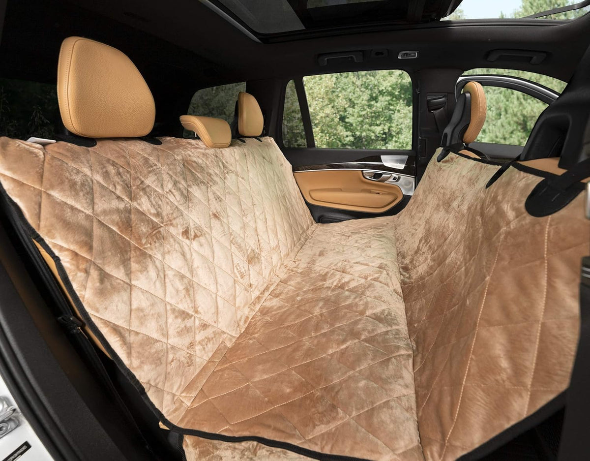 Plush Paws Products Velvet Rear Car Seat Protector w/Hammock | Washable & Waterproof Back Seat Dog