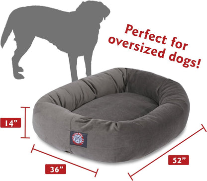 Majestic Pet 52 Inch Suede Calming Dog Bed Washable 52x35x11 (Inch) – Cozy Soft Round Donut Dog Bed