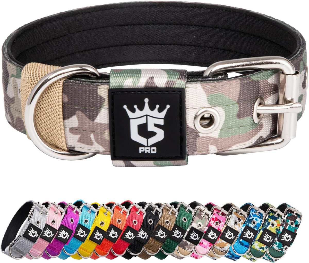 TSPRO Tactical Dog Collar 1.25 Inch Wide Thick Dog Collars with Heavy Duty Metal Buckle, Durable