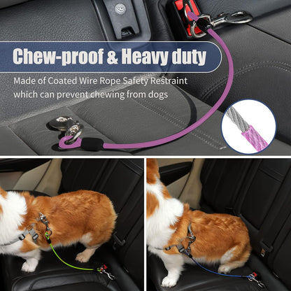 Dog Seat Belt Harness for Car,Dog Seatbelt of Coated Wire Leash Safety Restraint,No Chew Tether
