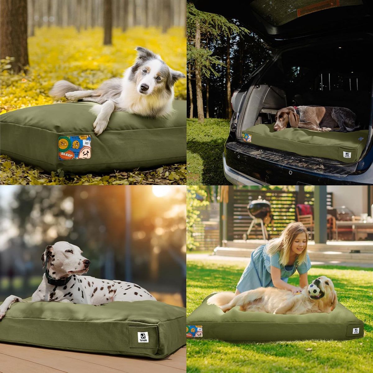 Sytopia 42-Inch Canvas Outdoor Dog Bed, Washable & Waterproof with Chew-Resistant Removable Cover