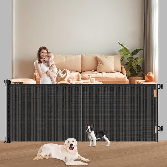 Pawtners Retractable Baby Gates Extra Wide, 41" Tall Extends up to 71" Wide, Dog Gate Indoor for