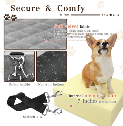 Dog Car Seat-Dog Booster Car Seat with 7''Interior Height,Pet Travel Car Seat with 2 Safety