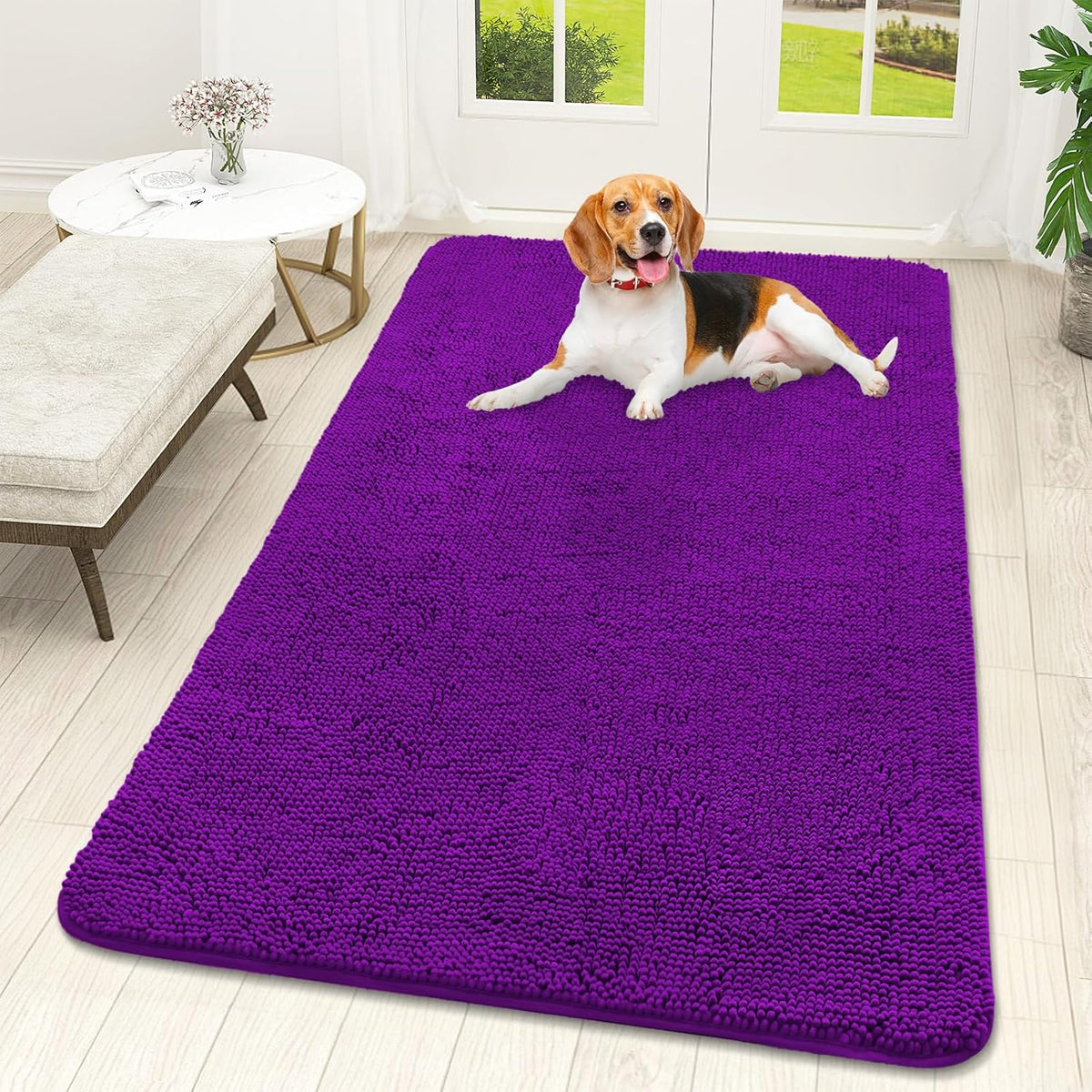 OLANLY Dog Door Mat for Muddy Paws 59x32, Absorbs Moisture and Dirt, Absorbent Non-Slip Washable