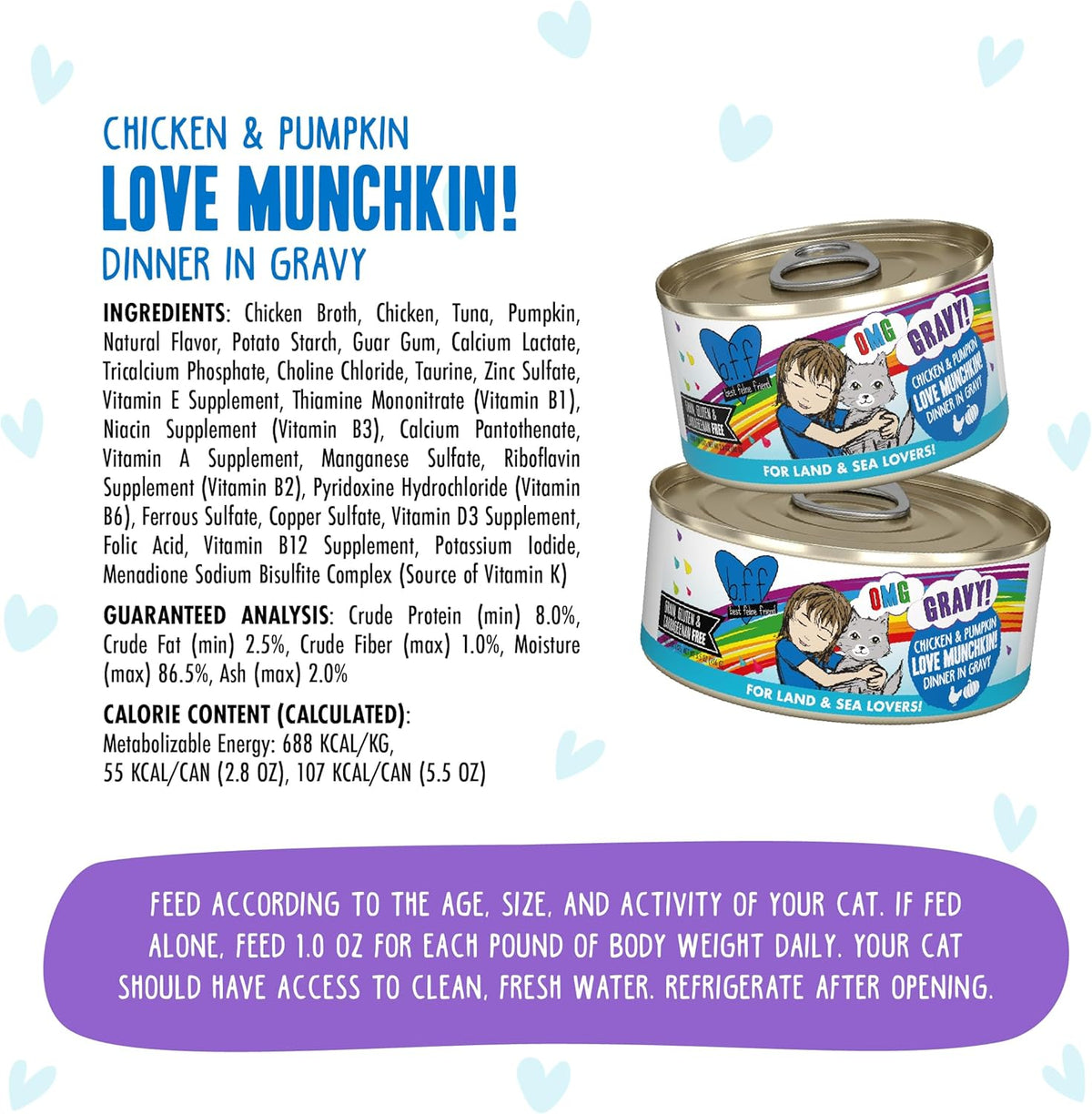 Weruva B.F.F. OMG - Best Feline Friend Oh My Gravy!, Love Munchkin! with Chicken & Pumpkin in Gravy