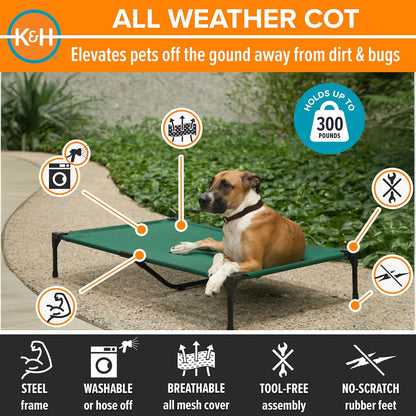 K&H Pet Products Outdoor Elevated Dog Cot, Cooling Raised Bed with Waterproof Breathable Mesh for