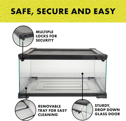Zilla QuickBuild Reptile 10 Gallon Glass Terrarium Habitat with Bedding Tray For Geckos, Snakes