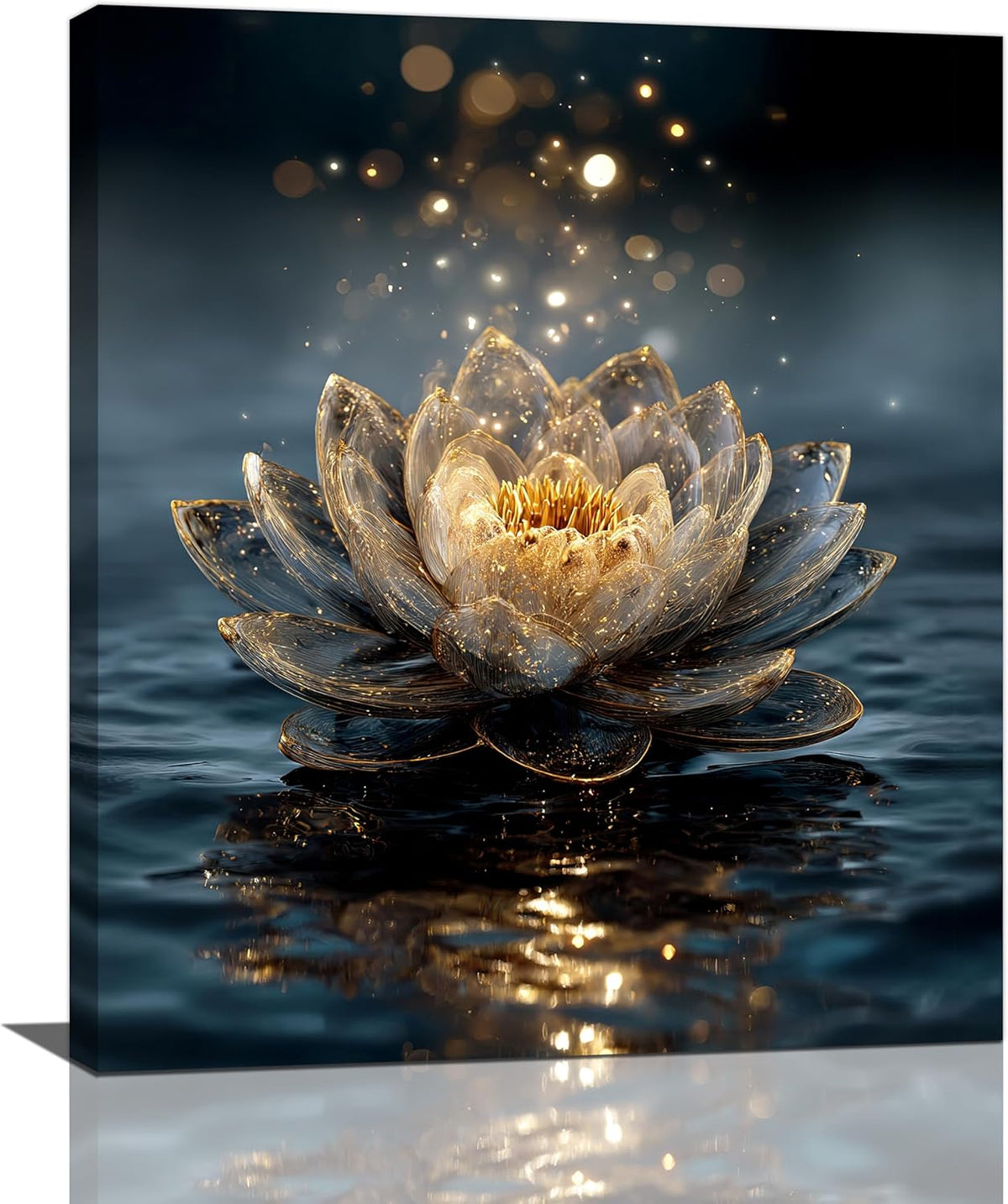 Zen Lotus Canvas Wall Art Mystical Lotus Bloom in Water Aesthetic Pictures Wall Decor Modern