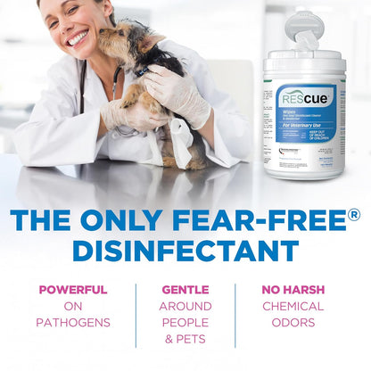 REScue One-Step Disinfectant Cleaner & Deodorizer Wipes for Vet Use – Cleaner for Kennels, Litter