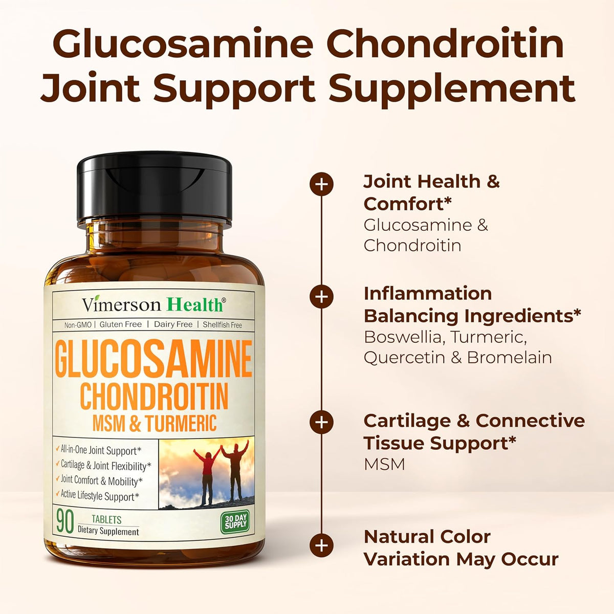 Glucosamine Chondroitin MSM – Joint Support Supplement for Women and Men with Glucosamine Sulfate