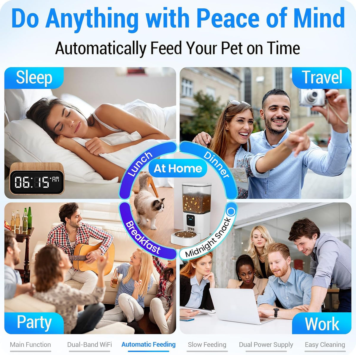 Automatic Cat Feeder with Slow Feed: 5G WiFi Automatic Dog Feeder with Smart APP Control, Auto Cat