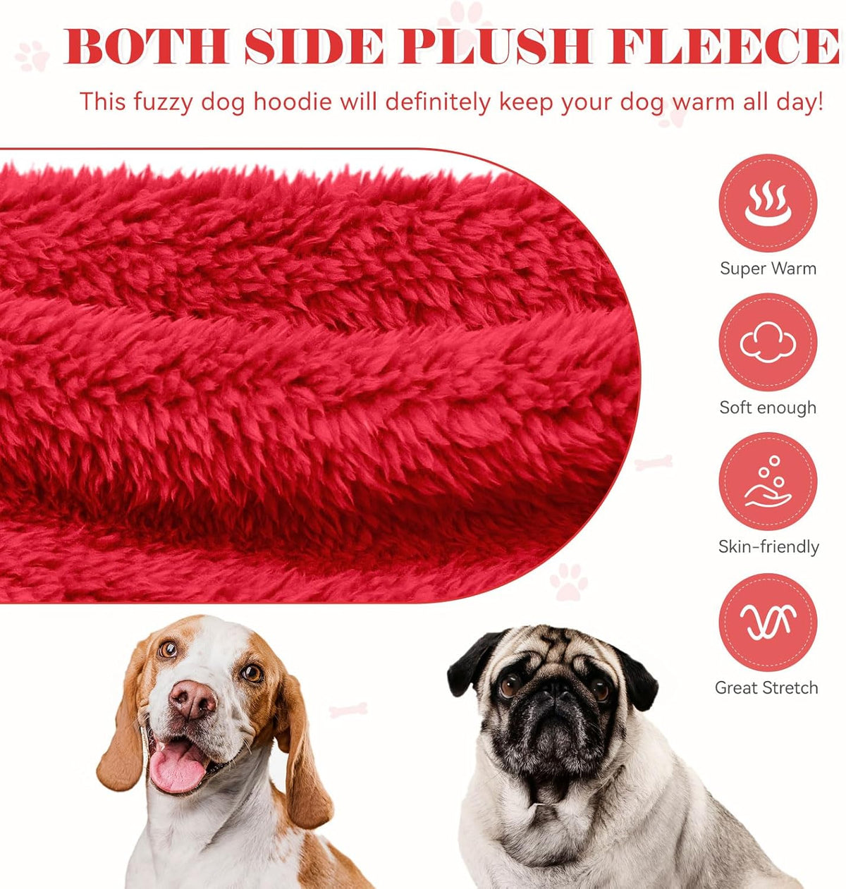 Fuzzy Dog Sweaters for Large Dogs Soft Double-Sided Plush Fleece Pet Sweater Clothes Pet Coats Dog