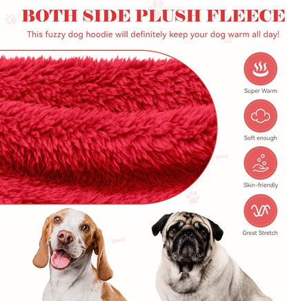 Fuzzy Dog Sweaters for Large Dogs Dog Hoodie Soft Double-Sided Plush Fleece Pet Sweater Clothes