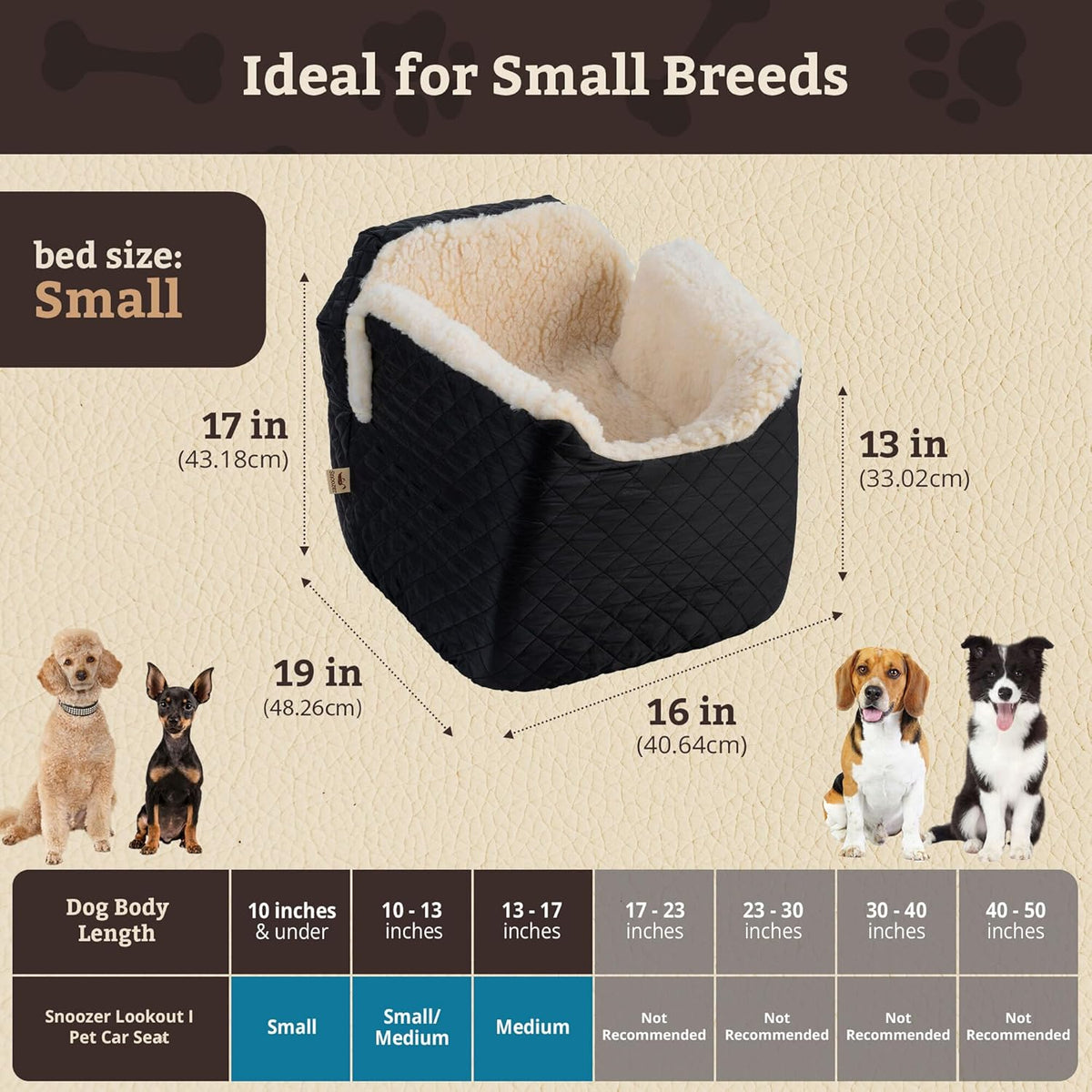 Snoozer Lookout I Car Seat - Dog Car Seats for Small Dogs, Puppy Booster Bed for Small Sized Pets