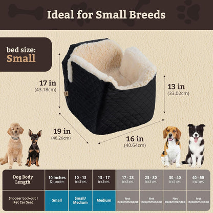 Snoozer Lookout I Car Seat - Dog Car Seats for Small Dogs, Puppy Booster Bed for Small Sized Pets