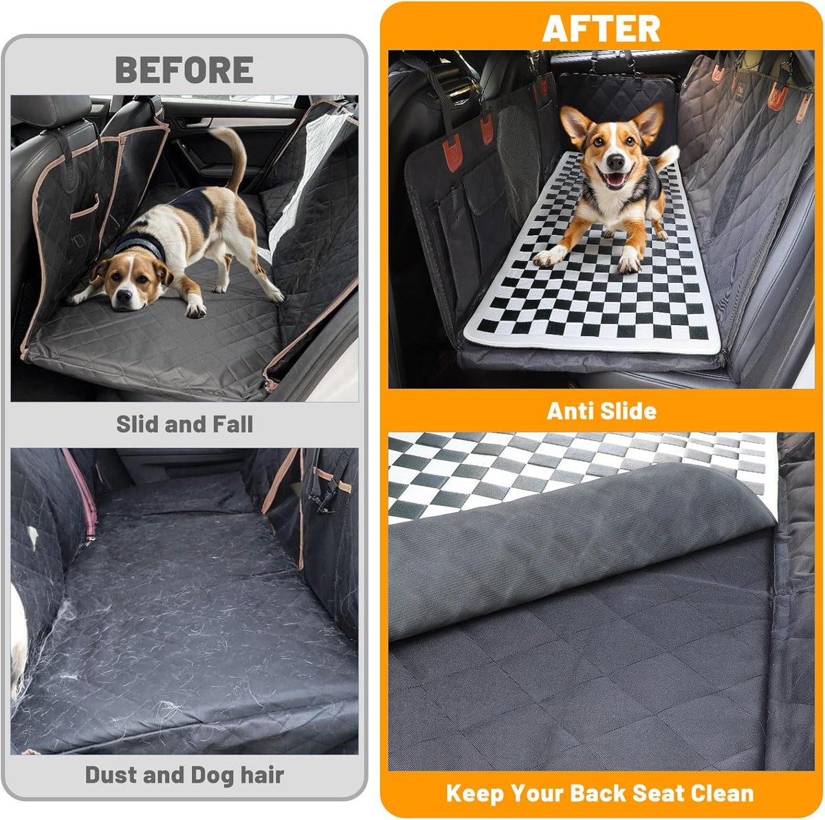 Non-Slip Pet Bed Mat for Truck Back Seat Extender, Hair Resistant Dog Blanket for Hard Bottom Dog