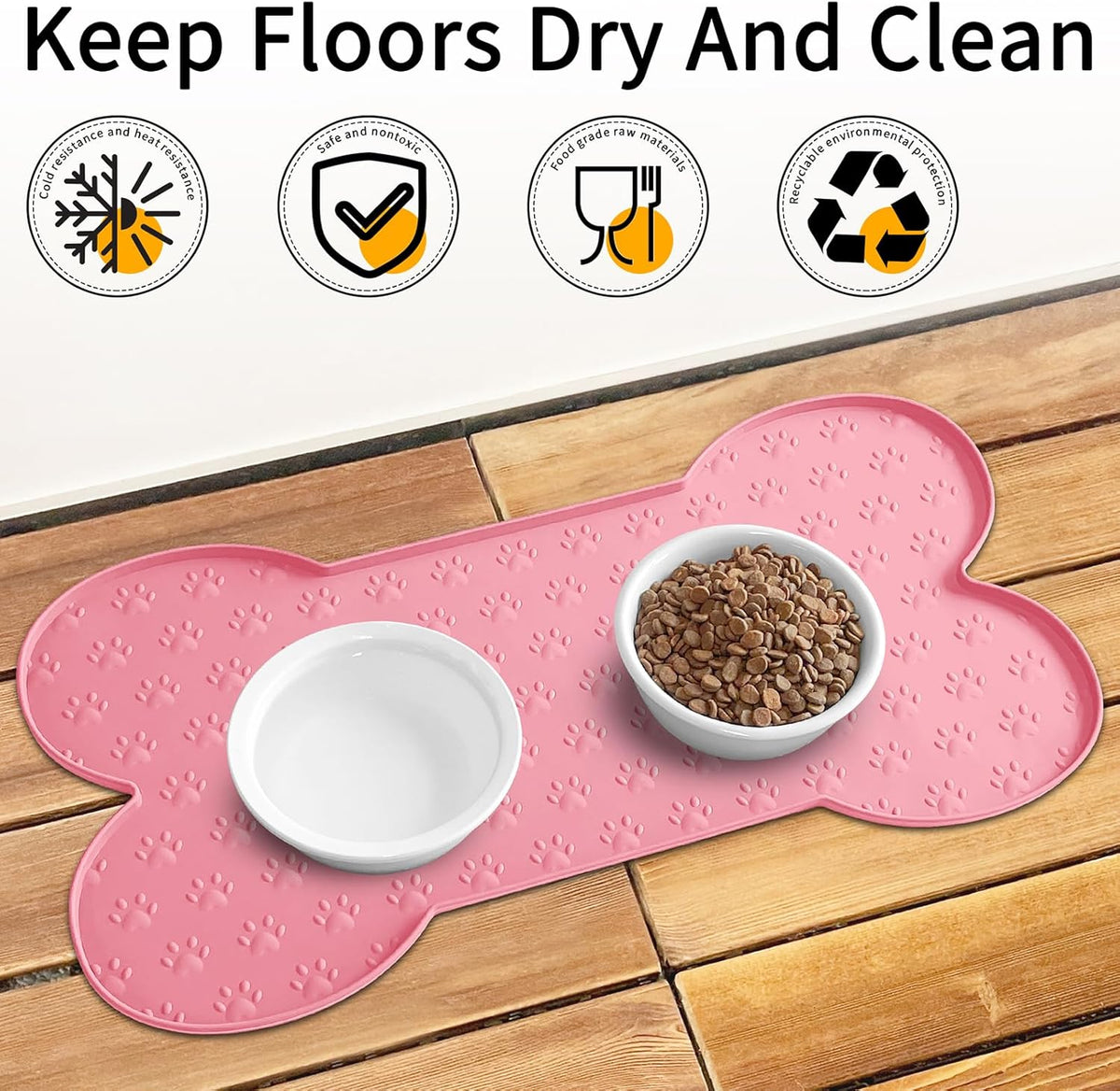 Dog Food Mat Anti-Slip Silicone Dog Bowl Mat Thicker Pet Placemat Waterproof Cat Feeder Pad with