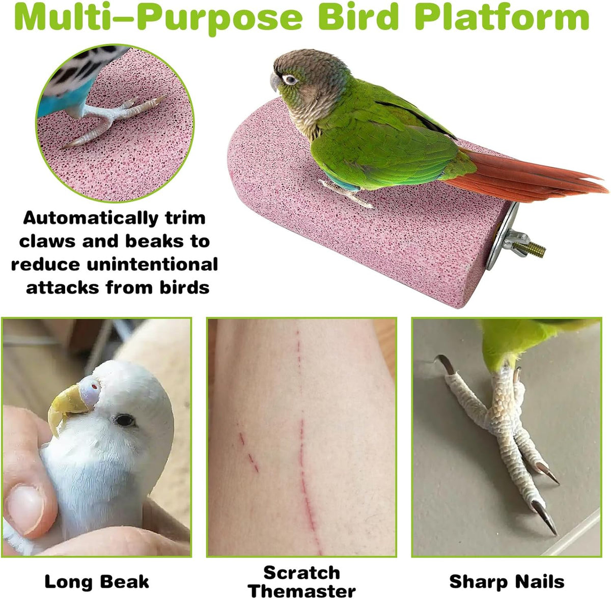 PINVNBY 3 PCS Bird Perches Calcium Parrot Perch Stand Bird Beak Grinding Stone Foot Claws Trimmer